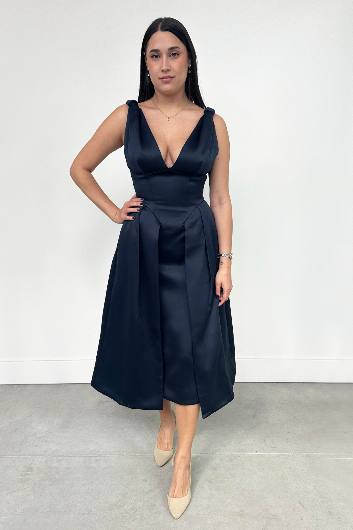 Paloma Midnight Satin Midi Dress by House of CB RENTAL The Fitzroy