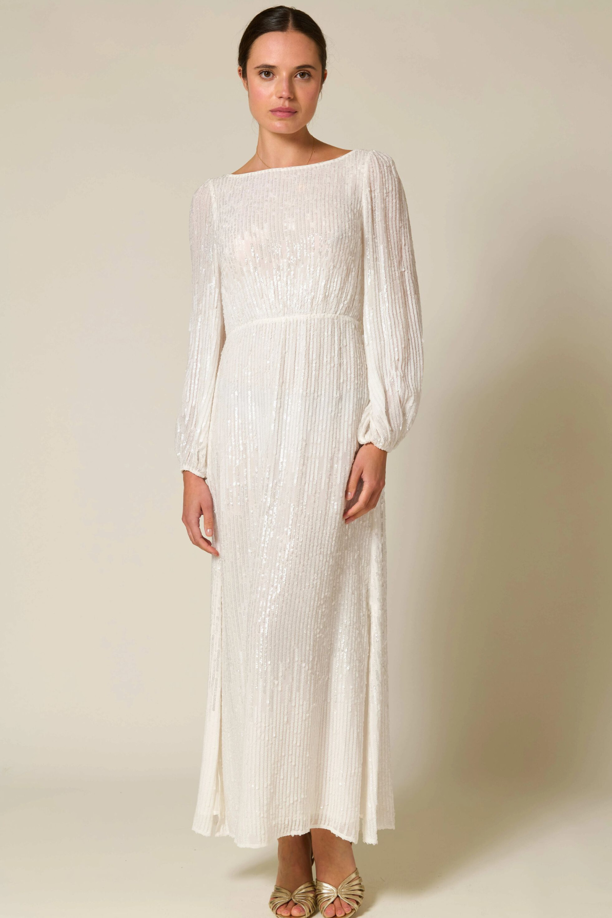 Coco Sequin Midi Dress in Ivory by Rixo London RENTAL The Fitzroy