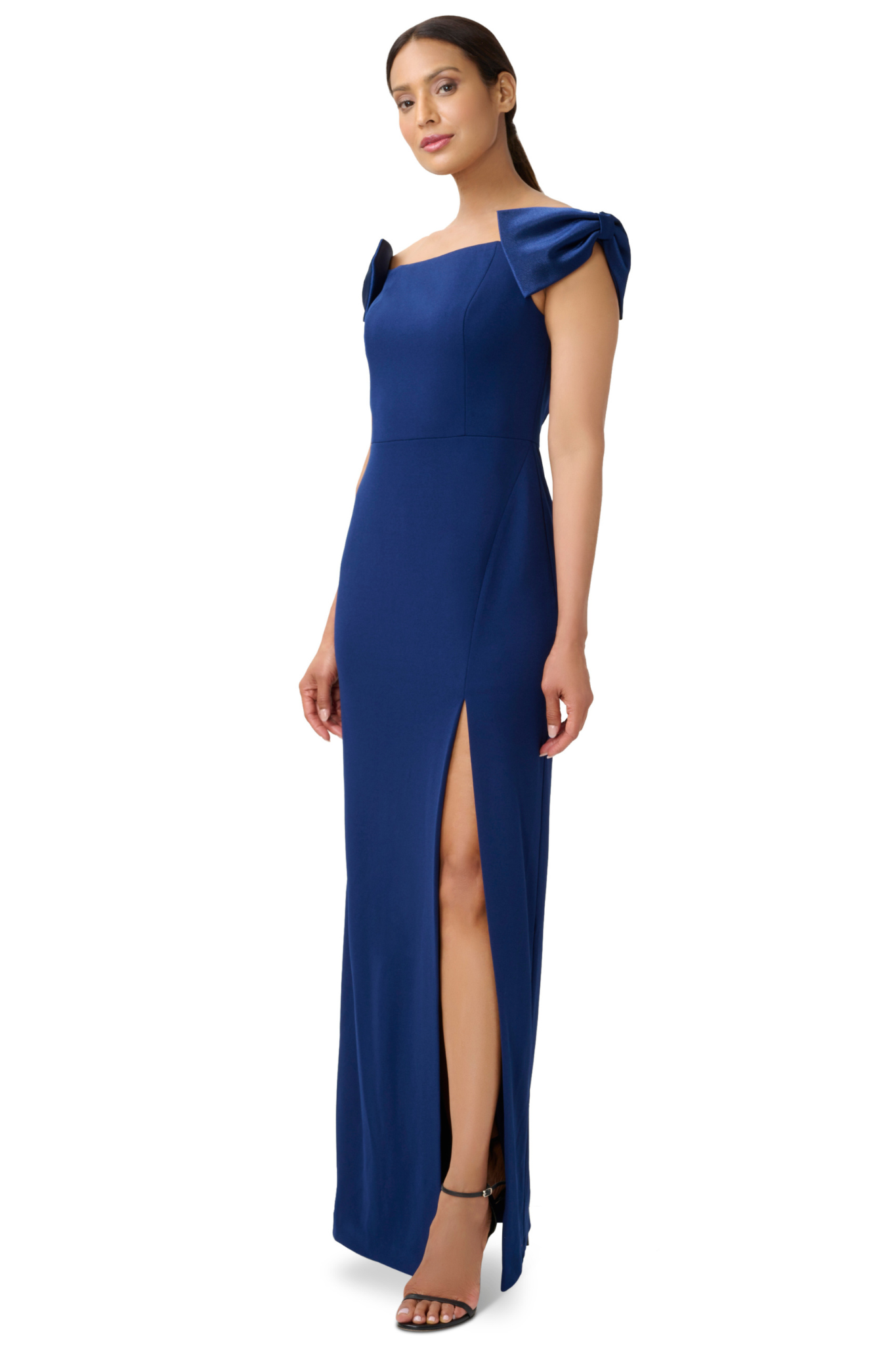 Jacqueline Off Shoulder Gown in Navy by Aidan Mattox RENTAL