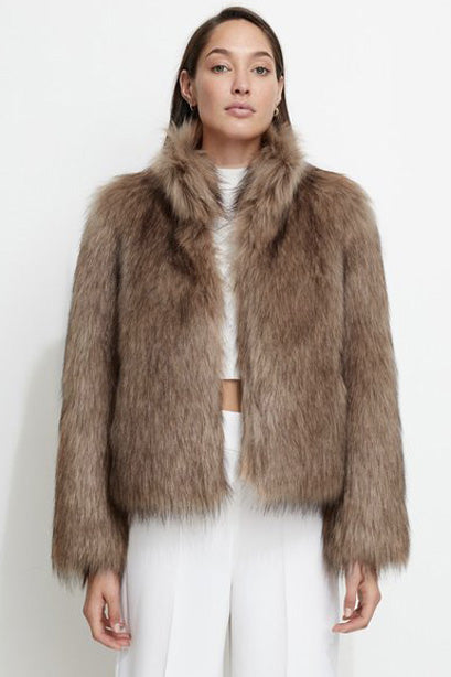 Fur Delish Faux Fur Jacket in Mocha by Unreal Fur - RENTAL – The