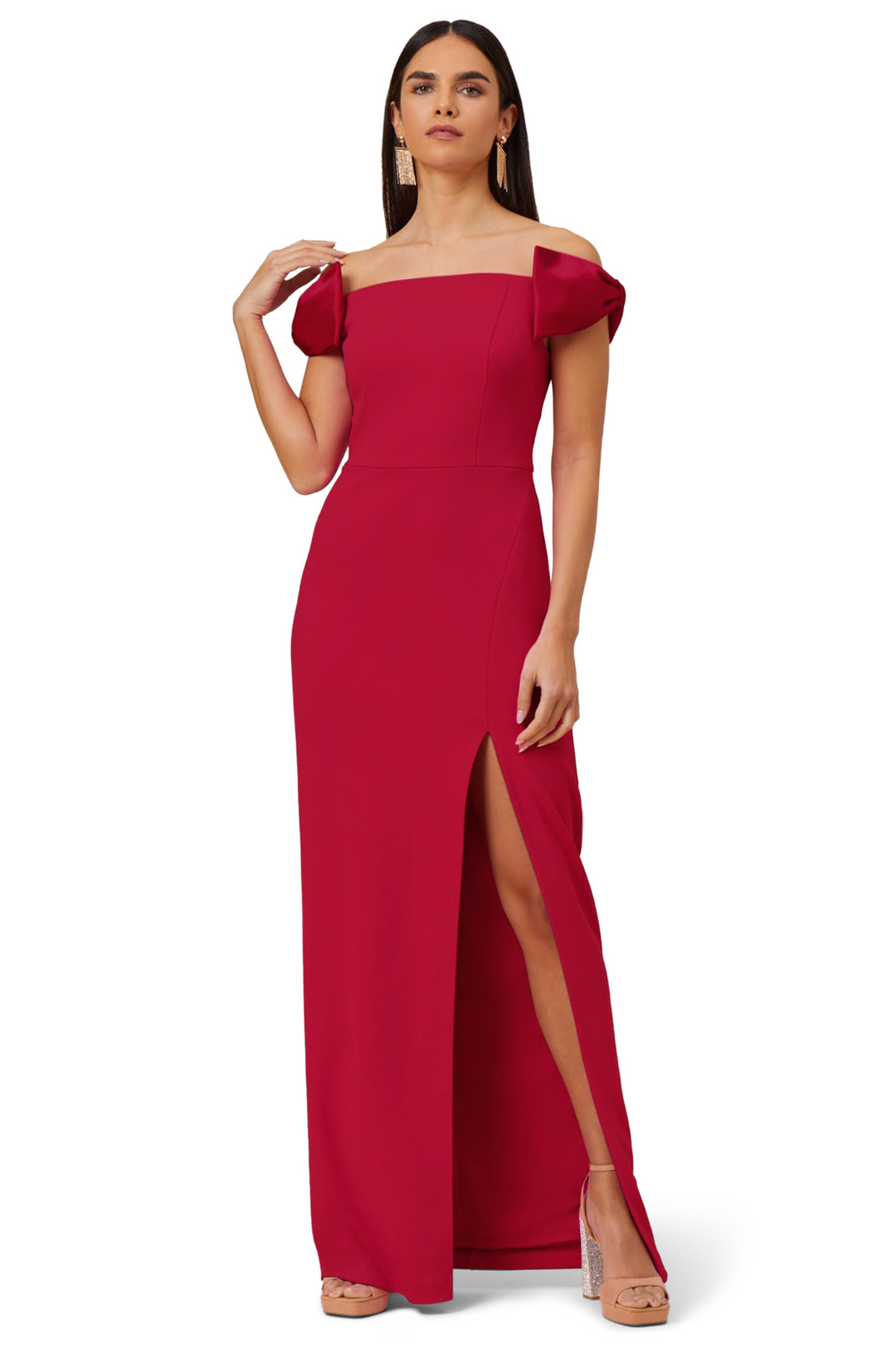 Jacqueline Off Shoulder Gown in Red by Aidan Mattox RENTAL The Fitzroy