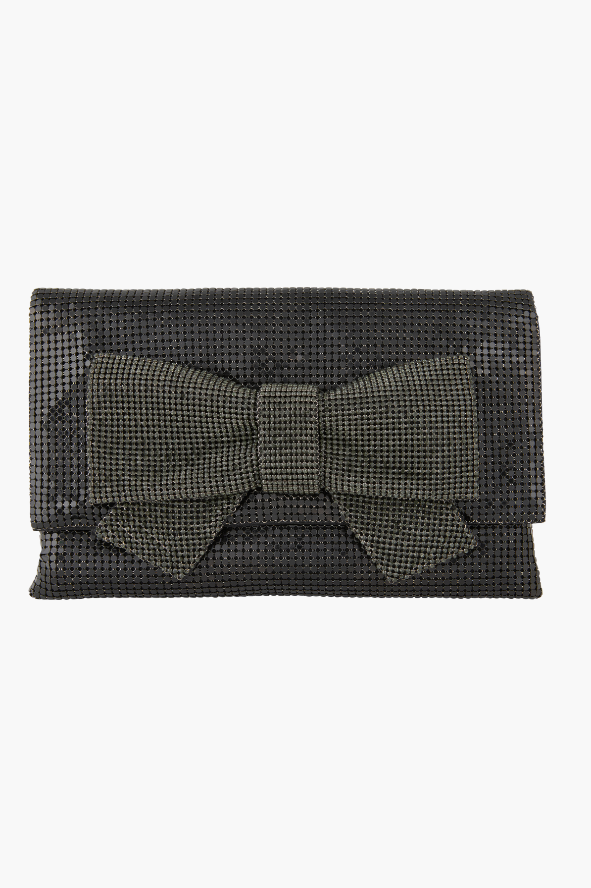 Bow Clutch in Black by Whiting and Davis - RENTAL