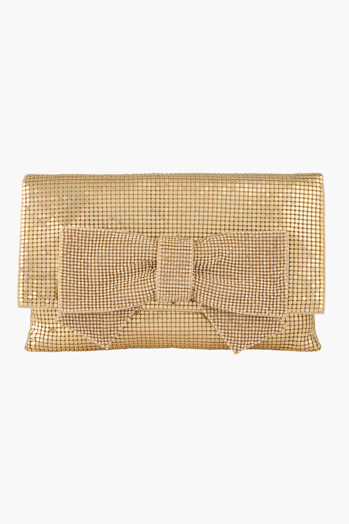 Bow Clutch in Gold by Whiting and Davis - RENTAL