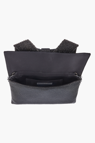 Bow Clutch in Black by Whiting and Davis - RENTAL