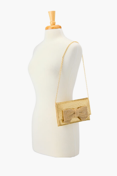 Bow Clutch in Gold by Whiting and Davis - RENTAL