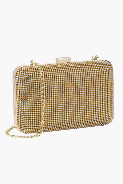 Yves Crystal Clutch in Gold by Whiting and Davis - RENTAL