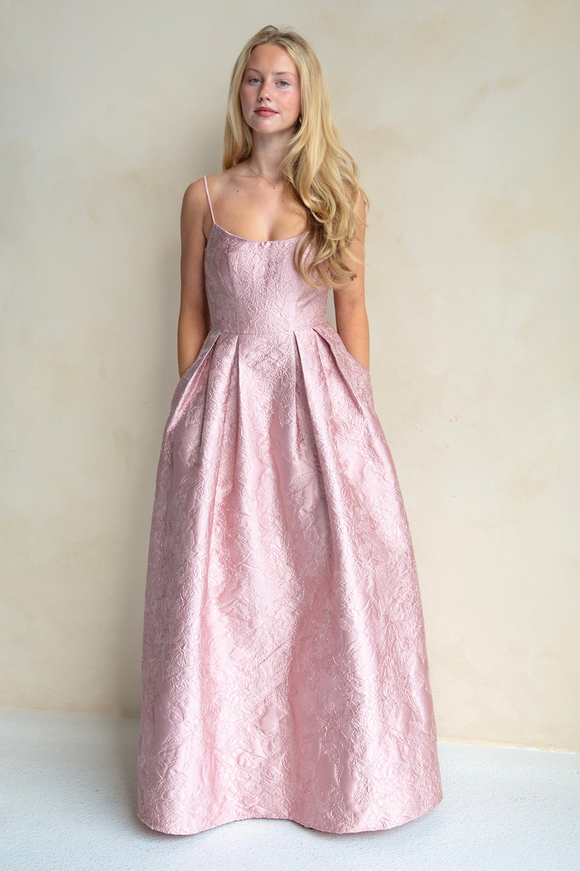 Harmony Blush Jacquard Gown by Bariano (Petite Length) - RENTAL