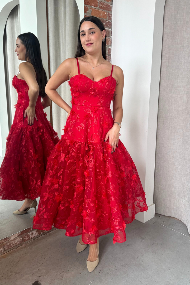Lady in Red Dress by Bariano RENTAL The Fitzroy