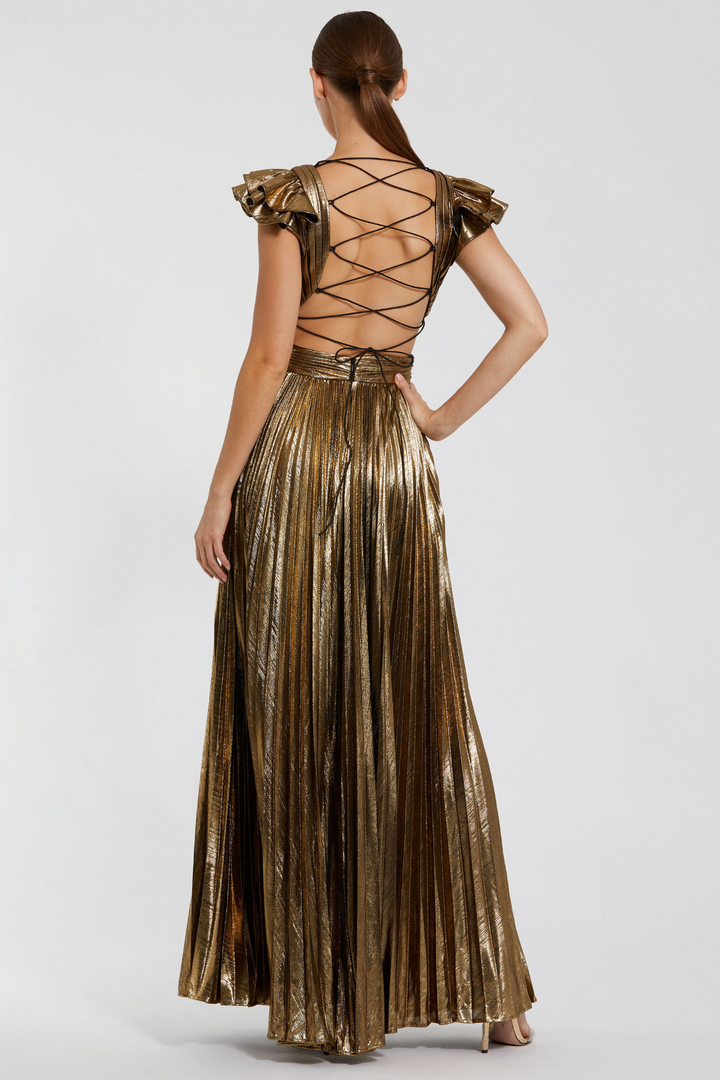 Mac duggal gold gown best sale