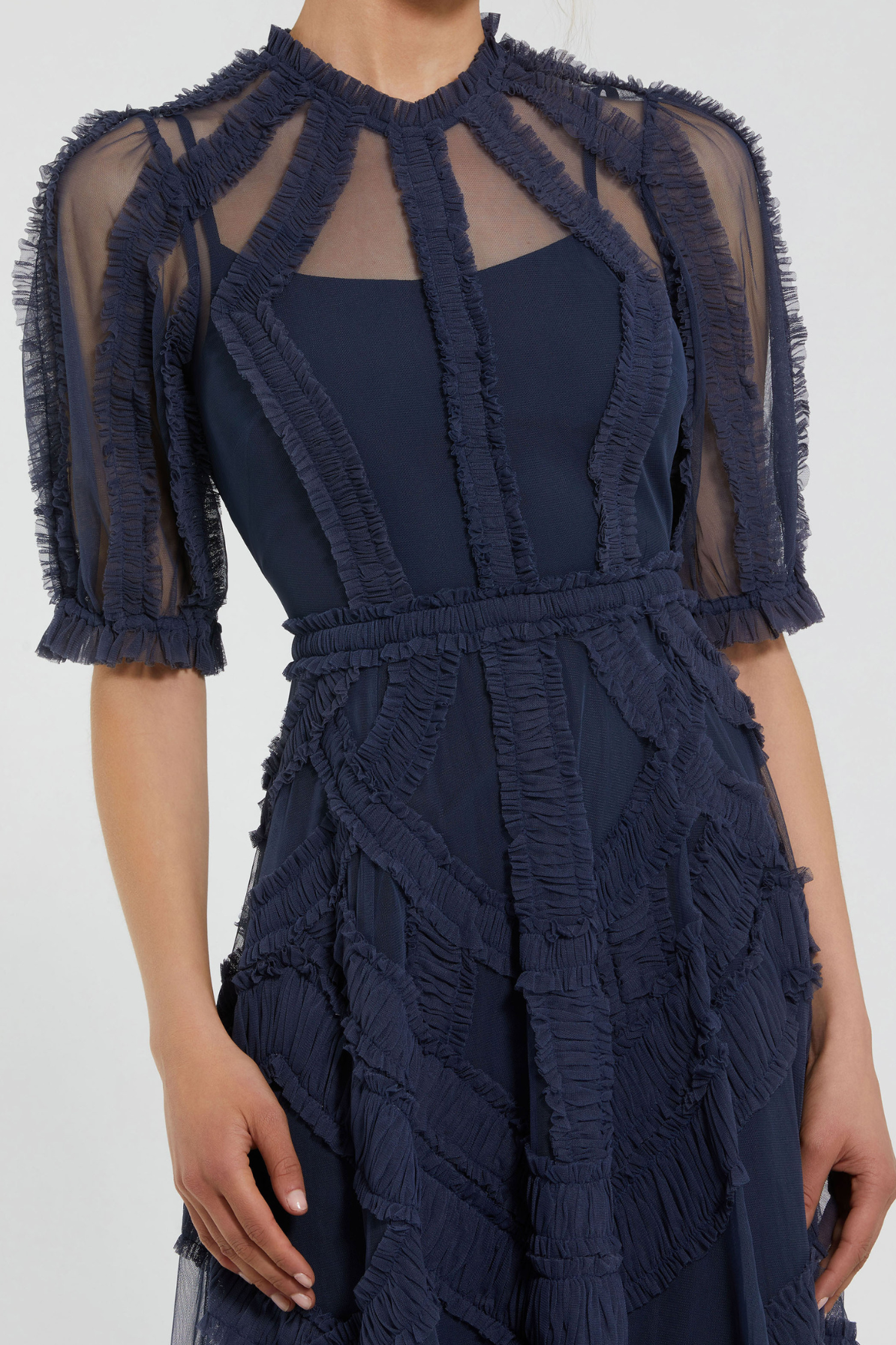 Midnight Ruffle Midi Dress by Mac Duggal - RENTAL