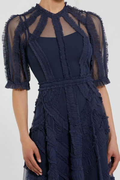 Midnight Ruffle Midi Dress by Mac Duggal - RENTAL