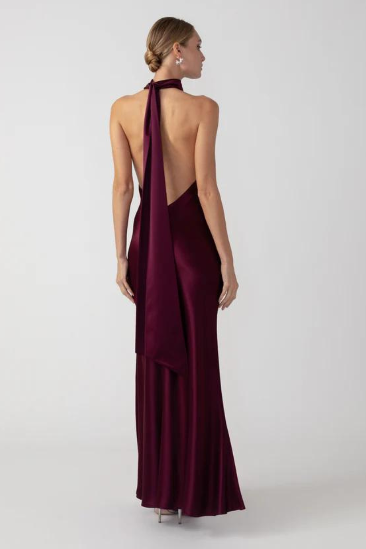 Penelope Satin Gown in Bordeaux (Petite Length) by Sau Lee - RENTAL