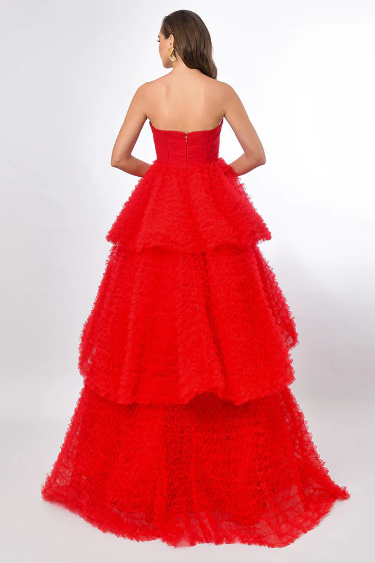 Godiva Pleated Tulle Tiered Ball Gown by Bariano - RENTAL