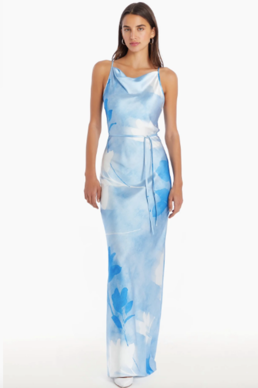 Amanda Uprichard Sedona Silk One Shoulder outlet Floral Print Maxi Gown Wisteria Blue