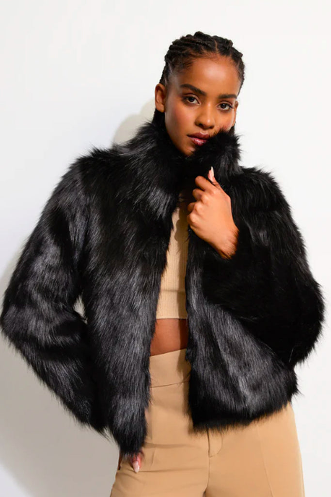 Fur Delish Faux Fur Jacket in Black by Unreal Fur RENTAL The